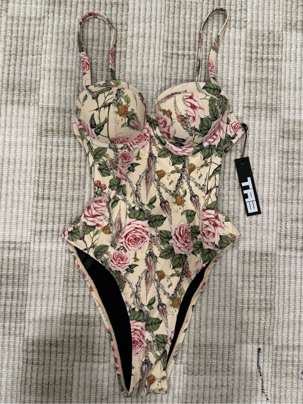 TA3 Floral Underwire Lushy hi cut One-Piece Swimsuit - XS regular, B cup